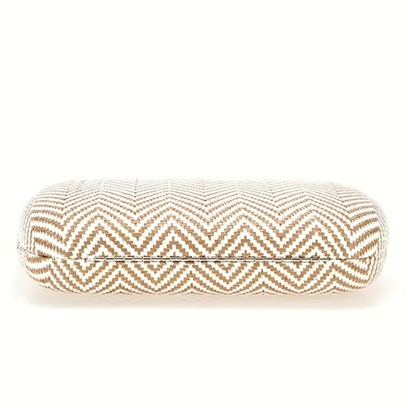 Chevron Patterned Tan Clutch